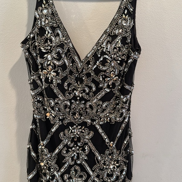 Jovani Black and Silver Embellished Sequin and Beaded Cocktail Dress 6 - Picture 2 of 9